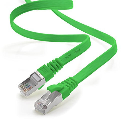 1aTTack.de 15m - vert - 1 pièce Câble plat CAT.7 Gigabit Ethernet LAN (RJ45) câble réseau câble brut (10Gbit/s) câble d'installation plat mince compatible avec Cat.5 - Cat.5e - Cat.6