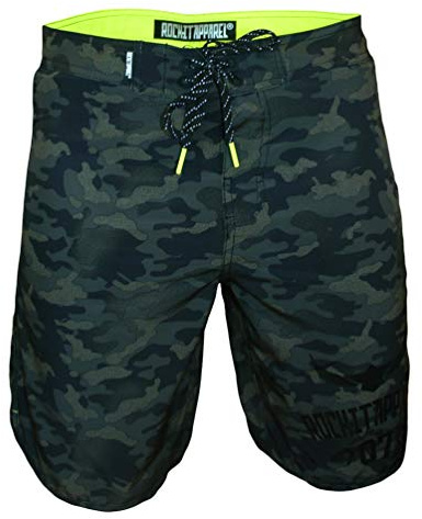 ROCK-IT Apparel I Boardshort da Uomo mimetici I qualità Premium I Asciugatura Rapida I Molte Tasche I Pantaloncini da Surf I Costumi da Bagno [TaglieS-3XL] Camo Green L