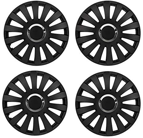 UKB4C 4x Black Matt Wheel Trims Hub Cap 14 Cover fits Peugeot 106 107 108 206 207 208