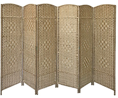 Brown 3 Panel Wicker Room Divider Hand Made Privacy Screen Living Room Separator Partition (Natural, 6 Panel)