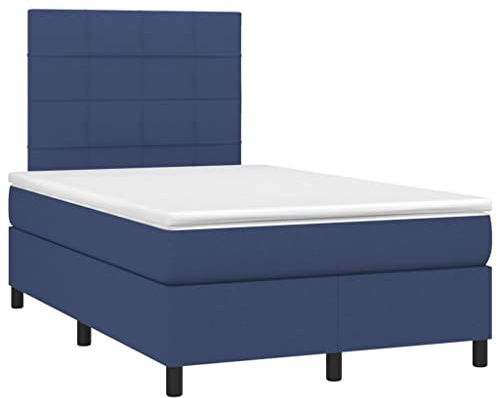 vidaXL Letto a Molle con Materasso e LED Blu 120x200cm in Tessuto