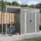 Festnight Gerätehaus Metall mit Pultdach mit Anbau, 277x110,5x181 cm, Geräteschuppen mit Luftschlitzen & Schiebetür, Garten Schuppen für Rasenmäher Fahrräder, Metallschuppen Outdoor Hellgrau