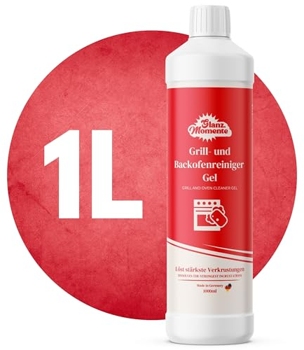 GLANZMOMENTE ® Grill- und Backofenreiniger Gel - 2x1000ml - Wirkt gegen stärkste Verschmutzungen Geeignet für Backofen, Grill, Kaminscheiben, Bleche-Biologisch abbaubar - Ohne Chlor & Bleichmittel