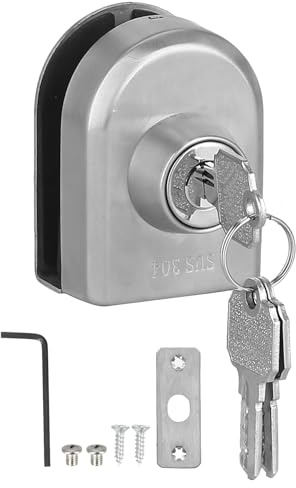 Serrure de Porte Coulissante Anti-levier en Mousse, en Acier Inoxydable, sans Cadre, Serrure de Porte en Verre, Serrure Simple Face pour Porte en Verre,Serrures et accessoires