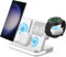 GLILAVOX Wireless Charger,4 in 1 Wireless Charger Station with alarm clock for Galaxy Watch 8/8Classic/7/FE/Ultra Galaxy Z Fold7/6/Z Flip7/7 FE/6/S25 Edge/S25/S24/S23/S25 Edge/Note 20/Buds3(White)