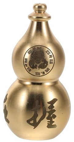 LIFKOME Brass Gourd Statue for Wealth and Prosperity, Elegant Golden Gourd-shaped Metal Ornament, Versatile Feng Shui Decor for Home and Office, Housewarming Present