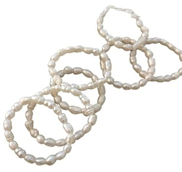 Airssory pärlpärlor stretchringar elastiska pärlband wrap stapelbar ring vit stretchiga pärlringar för kvinnor, Icke-ädel metall