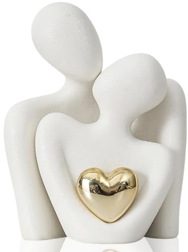 YINGSC Porcellana, romantica coppia che abbraccia statua, matrimonio per coppia, moderna arte astratta ornamenti per soggiorno, statuetta in ceramica per fidanzamento, San Valentino