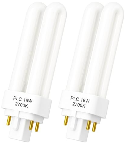 2PC 18W PLC G24q-2 4 Pin Compact Fluorescent Lamp, 830 Warm White 2700K, 1200LM 2U Double Turn Tube Energy Saving Light Bulbs AC110V-230V CFL Lamp Non-dimmable for Kitchen, Bedroom, Corridor, Porch