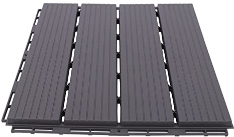 WPC Lot de 22 lames de terrasse carrées imperméables avec système de drainage et à clic pour jardin, balcon, allée, plaques de parterre - Gris - 30 x 30 cm