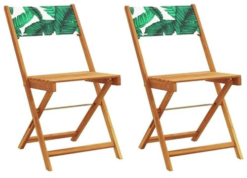 Eleganz Juego de 2 sillas de bistró de madera maciza de acacia con acabado al óleo y tela de poliéster resistente, elegante mobiliario de jardín para terraza, balcón o jardín de cerveza