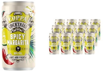 Coppa Cocktails, Spicy Margarita, 12 lattine da 200ml, Ready to drink, cocktail pronto, tequila, succo di lime, curaçao, peperoncino, fresco e dissetante, piacevolmente piccante, aperitivo, Vol. 10%