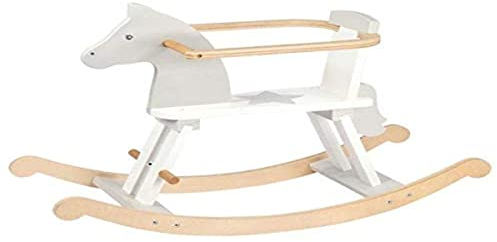 goki 53933 Schaukelpferd, 78 x 30,5 x 57 cm, Holz, klassisches Kinder-Schaukelpferd, mit Rückenlehne, fördert Gleichgewicht & Motorik, ab 12 Monaten