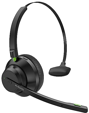 AUSDOM Auriculares con Micrófonos PC, Auricular Bluetooth Cascos con Estación de Carga Cancelación de Ruido Sonido estéreo Claro Cascos Compartible Skype, Teléfono, Centros de Llamadas