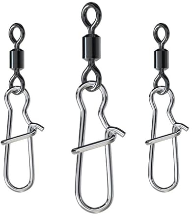 CRAZY SHARK 50 Stück Angelwirbel Set Angeln Edelstahl Barrel Wirbel Angel-Zubehör Set Schnell Rollende Angeln Connector Lock Snaps Line zu Haken Spinnwirbel (1/0 (50 Pack))