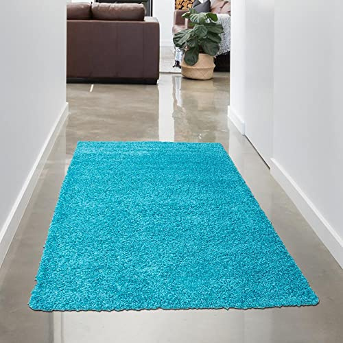 CARPETIA Spaghettimatta gosig varm i turkos storlek 60 x 110 cm