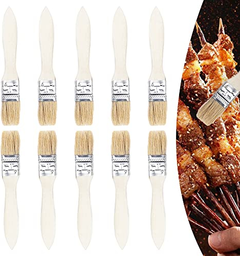 Pilikoll 10 Pezzi Pennello da Cucina in Legno Pennello Cucina Olio Pennello Cucina in Legno Pennelli da Barbecue per Pasticceria, Barbecue, Salse e Cuocere in Forno