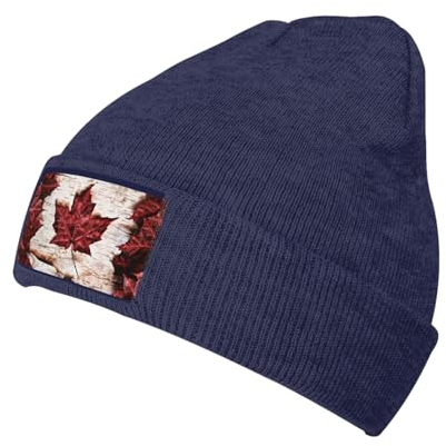 Jadery Kanada Maple Leaf Beanie Mütze Warm Knit Skull Hat Thermo für Damen und Herren Schwarz, marineblau, One size