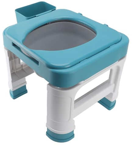 Nachttisch-Toilettenstuhl mit Zwei Eimern, Humanisiertes Design, Höhenverstellbarer, Rutschfester Tragbarer Toilettenstuhl mit Deckel, mit Fass und Hohlfass für Erwachsene