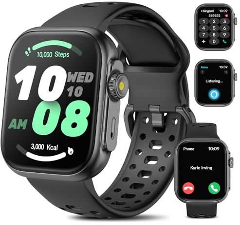 VPSTAY Smart Watch for Men Women Answer/Make Calls, Fitness Watch GPS Built-in 1.85” smartwatch with Heart Rate/SpO2/Sleep Monitor, 60+Sports, 3ATM Waterproof Fitness Tracker for Android iOS (Black)