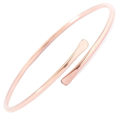 Generico Bracciale in Rame Puro Regolabile, Cuff Unisex per Yoga e Meditazione, Mantra, Gioielli Hippie Boho, Martellato, Impilato, Fatto a Mano in Nepal