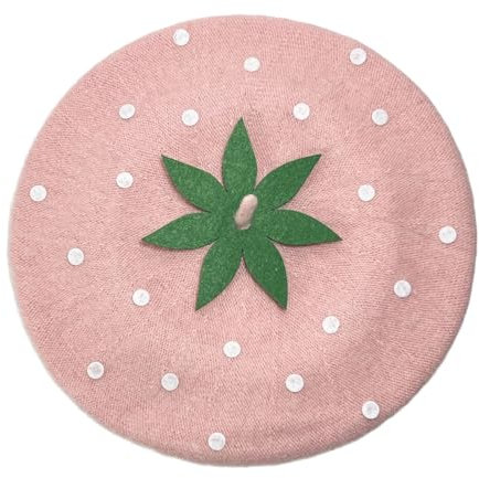 ZICHENXR Baskenmütze, Unisex, Erdbeer-Mütze, Cabbie-Hut, Malerhut, Baskenmütze, Bäcker-Jungenhut, für Straßenbummel, Kinder, flache Hüte, Foto-Requisiten