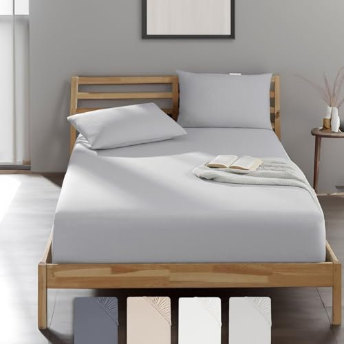 Veluna Home Premium Spannbettlaken 140x200 cm – Hellgrau - 100% Baumwolle Spannbettlaken 150g/m², Oeko-TEX Zertifiziert, Bettlaken Jersey, Spannbetttuch, Matratzenhöhe bis 30 cm