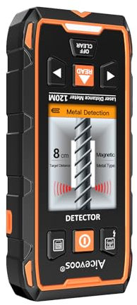 Aicevoos Escáner de Pared - Detector Cables Tuberias 2 en 1 y 393ft Medición Láser con Pantalla LCD para Detectar Madera, Metal, Cables en la Pared y Magnéticos o No Magnéticos