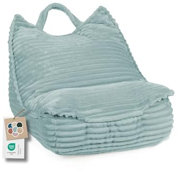 GuteKudde sittsäck barn med handtag – sittdyna för barnrum Montessori – Kids Sweet Garfield fluffigt tyliatyg (58 x 70 x 55 cm, ljusblå)
