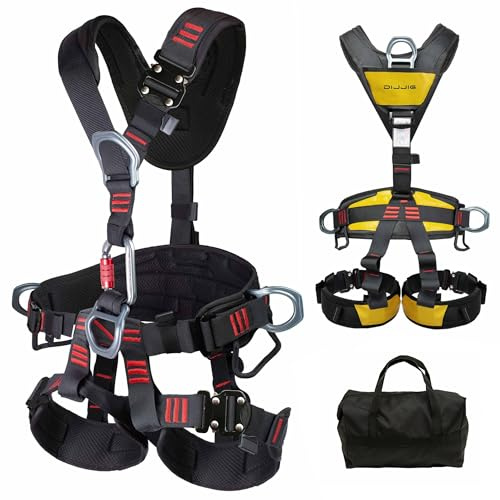 DIJJIG Rock Climbing Full Body Safety Harness Adjustable Thickened Widened Waist Protection for Climbing Trees Mountain Climbing High Altitude Operations CE Certification