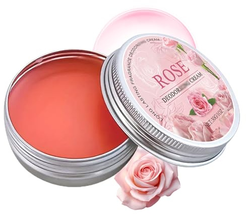 Rose Deodorant Cream, Body Deodorant Cream for Women & Men, Hand and Body Moisturizer, Long-Lasting Fragrance, Clear and Residue Free (1)