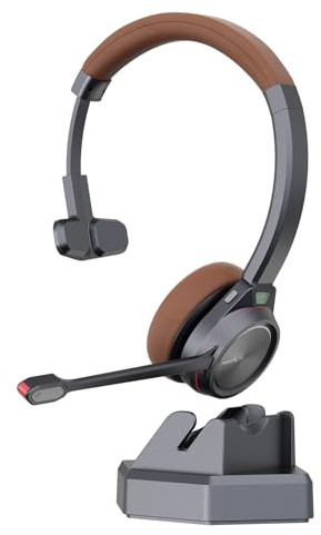 MAIRDI Auriculares inalámbricos con micrófono, tiempo de reproducción de 40 horas, auriculares Bluetooth 5.2 con cancelación de ruido para oficina, trabajo, teléfono, centro de llamadas, equipos, zoom