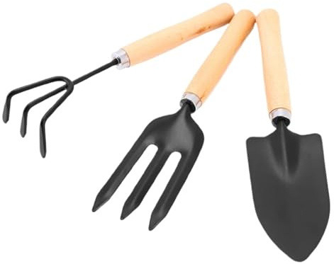 IUVYTA Gaffel Set med 3 trädgårdsredskap för inomhus, hållbar, handspade, rake, planteringstillbehör