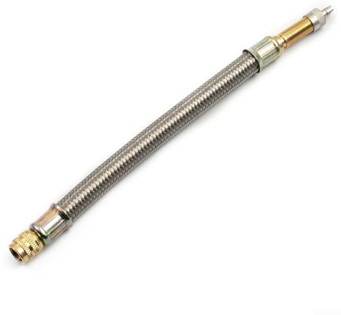 Adaptador flexible de extensión de válvula de neumático para motocicleta y vehículos, construcción de cobre y acero inoxidable
