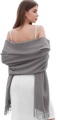 RIIQIICHY Women Scarf Grey Pashmina Shawls and Wraps for Wedding Ladies Winter Scarves