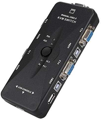 Scatola Switch KVM USB, selettore Switch Porta Display Display hub USB 2.0 KVM VGA/SVGA a 4 Porte per Tastiera PC Mouse TV Collegamento