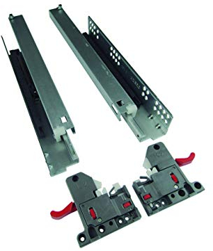 AZERODESIGN -Rieles para Cajones 500 mm -Extracción Total con Freno -Sistema de Cierre Silencioso -3 Sistemas de Regulación -Ideal para Tablero 16 y 19 mm - 50 kg de Resistencia