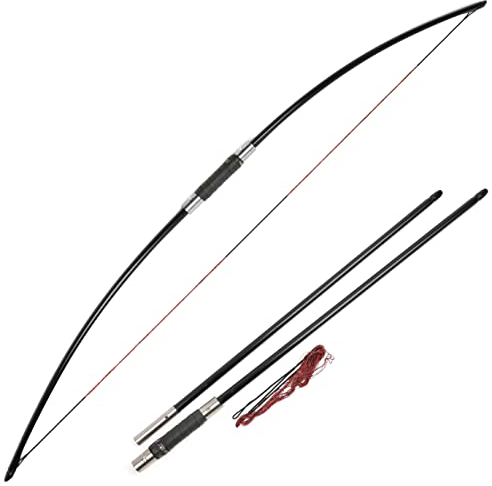 SHARROW Bogenschießen Langbogen Jagdbogen Traditioneller Recurvebogen Pferdebogen Takedown Englischer Longbow 25-100lbs Taktischer Überlebensbogen für Erwachsene (30lbs, Typ 1)