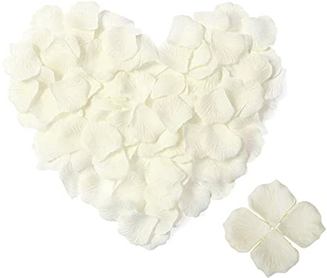 4000pcs Rosenblätter Für Hochzeiten, Seide Rosen Blätter, Romantische Rosenblüten Deko Rot, Geschmacklose Rosen Blütenblätter für Tischdekoration, Valentinstag, Hochzeitsgang, Bett, Party, Bad (Weiß)
