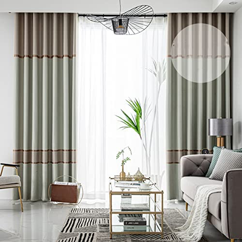 MFFIRE 1 Panneaux Rideaux Oeillets, Occultant Thermique Isolan Rideaux Rayures Isolation Rayon UV Rideaux Anti Bruit pour Moderne Salon Et Chambre,1,W4 x H2.7m