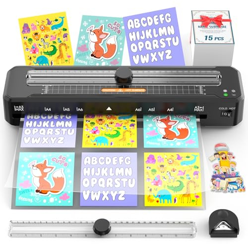 Laminator för A3 A4 A5 A6 A7 med 20 lamineringsfolier, varmt och kallt lamineringsmaskiner med pappersskärare, hörnrunt, hålslag