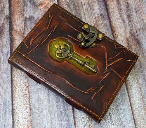 India House-Handmade Leather Journal präglad perfekt för kalligrafi, poesi, gästbok eller Instagram | Med makramé bokmärke