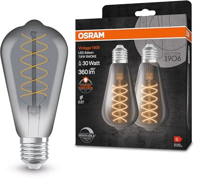 OSRAM Vintage 1906 Edison LED-lamp, 7,8W, 360lm, warmweiße Light, dimmbar, CRI 80, E27-Sockel, sofort 100% Light, lage Aufwärmzeit, ideaal voor decoratieve installatie, energiebesparing