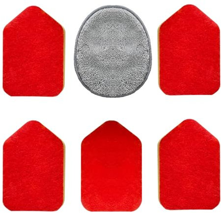 Mitclear Kit de Remplacement du Brosse de Nettoyage de Baignoire et Carrelage - 5 éponges à récurer et 1 Chiffon en Microfibre
