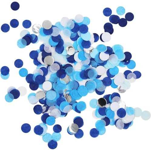 KHYYQUA 50 g Coriandoli Matrimonio, Compleanno, Blu Argento, per Feste, Multiplo, Metallico a Due Toni, Rotondi, Carta e Glitter