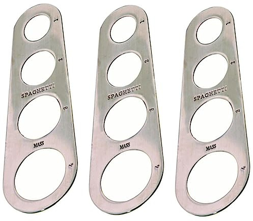 Amosfun Misuratore Per Spaghetti in Acciaio Inossidabile a 4 Fori, Righello Per Noodles, Gadget Da Cucina Portatile, Per Porzioni Precise e Viaggi, Set Da 3 Pezzi