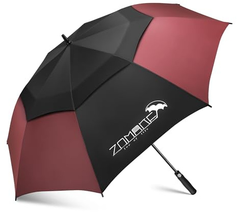 ZOMAKE Golfparaplyer 62/68 tum, XL/XXL, stort paraply, golf, vindtätt och regntätt, automatisk öppning med EVA-grepp, vindtät stark dubbel baldakin ventilerade golfparaplyer för kvinnor män, Svart