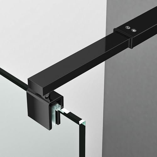 Stabilizzatore, asta di supporto regolabile, 73 – 123 cm, tubo quadrato di stabilizzazione per docce, cabina doccia, vetro doccia, asta di supporto per vetro spessore 5 – 10 mm, nero opaco