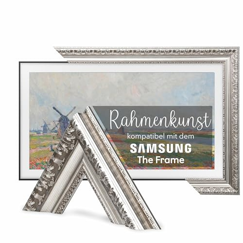 65-Zoll-TV-Rahmen kompatibel mit Samsung The Frame & Pro, Antiksilber, geeignet für wandmontierte Fernseher