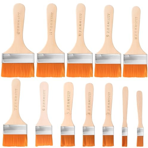 Juego de 12 Pinceles para Pintura Acrílica, Brochas Pintura Set, Pinceles Planos Anchos, Cepillo de Nailon Profesional para Acrílicos Barniz Pinturas Artista Decoración(12 Tamaños)